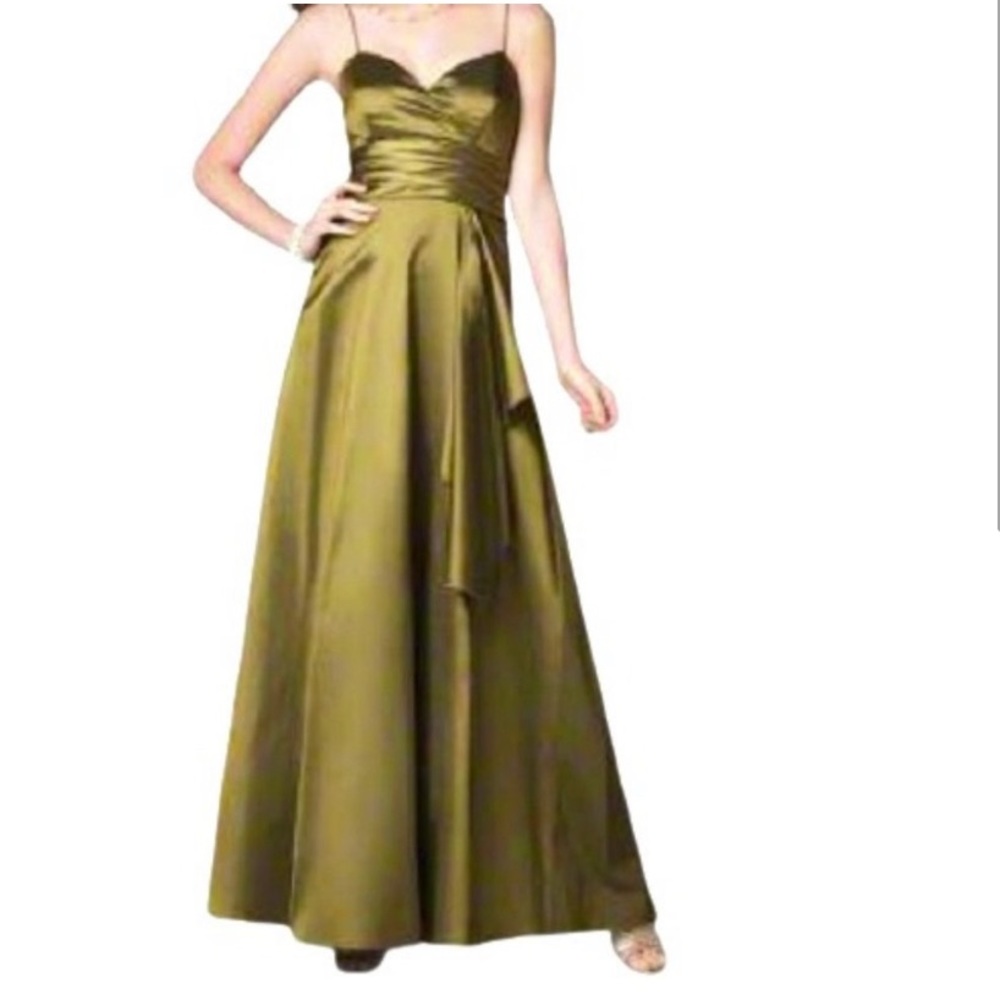 Alfred Angelo Green Floor Length Taffeta Evening Gown Size 8 - Picture 1 of 16